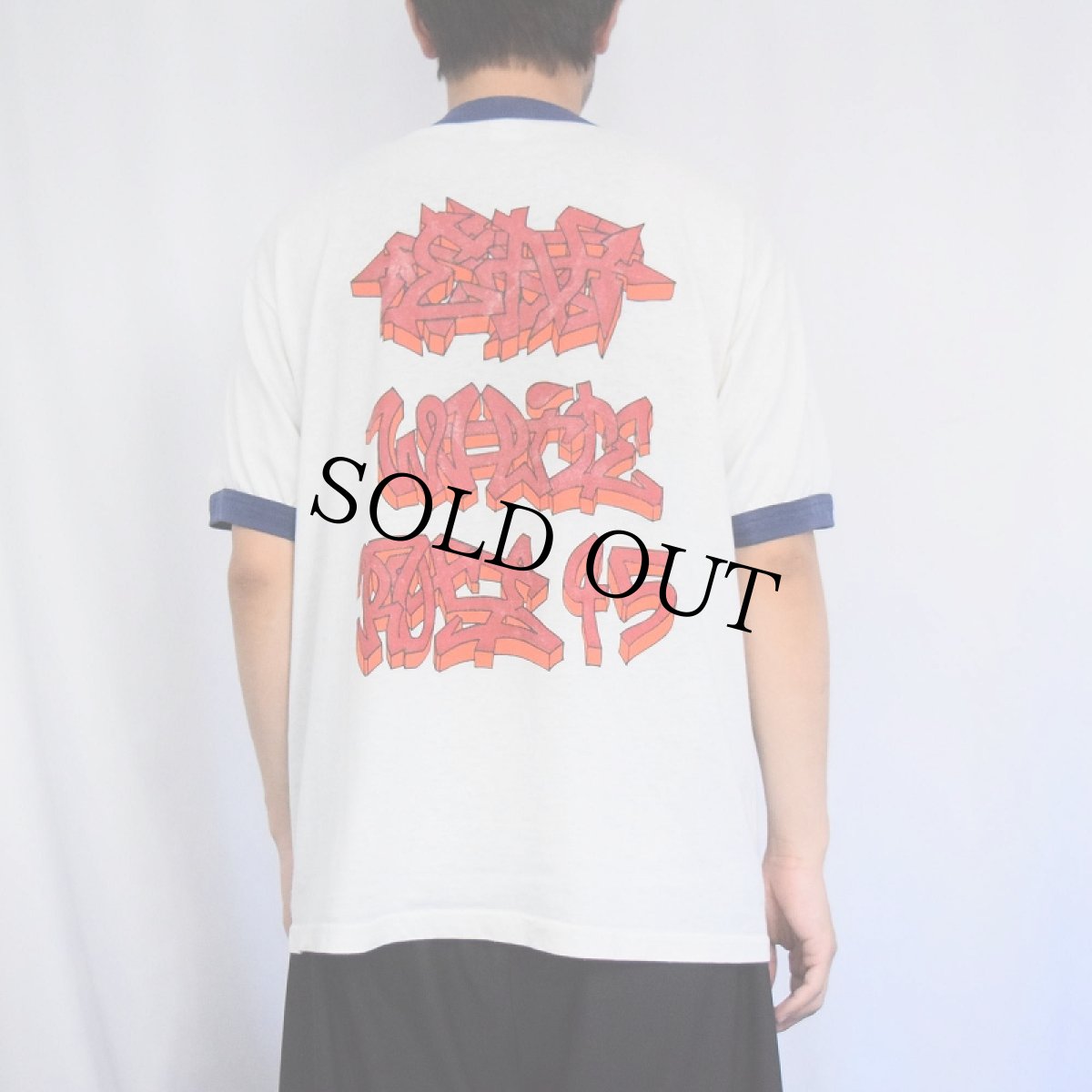 画像4: 90's USA製 "Wildstyle" グラフィックプリントリンガーTシャツ XL (4)