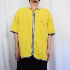 画像2: 切り替えデザイン コーデュロイシャツ XL (2)