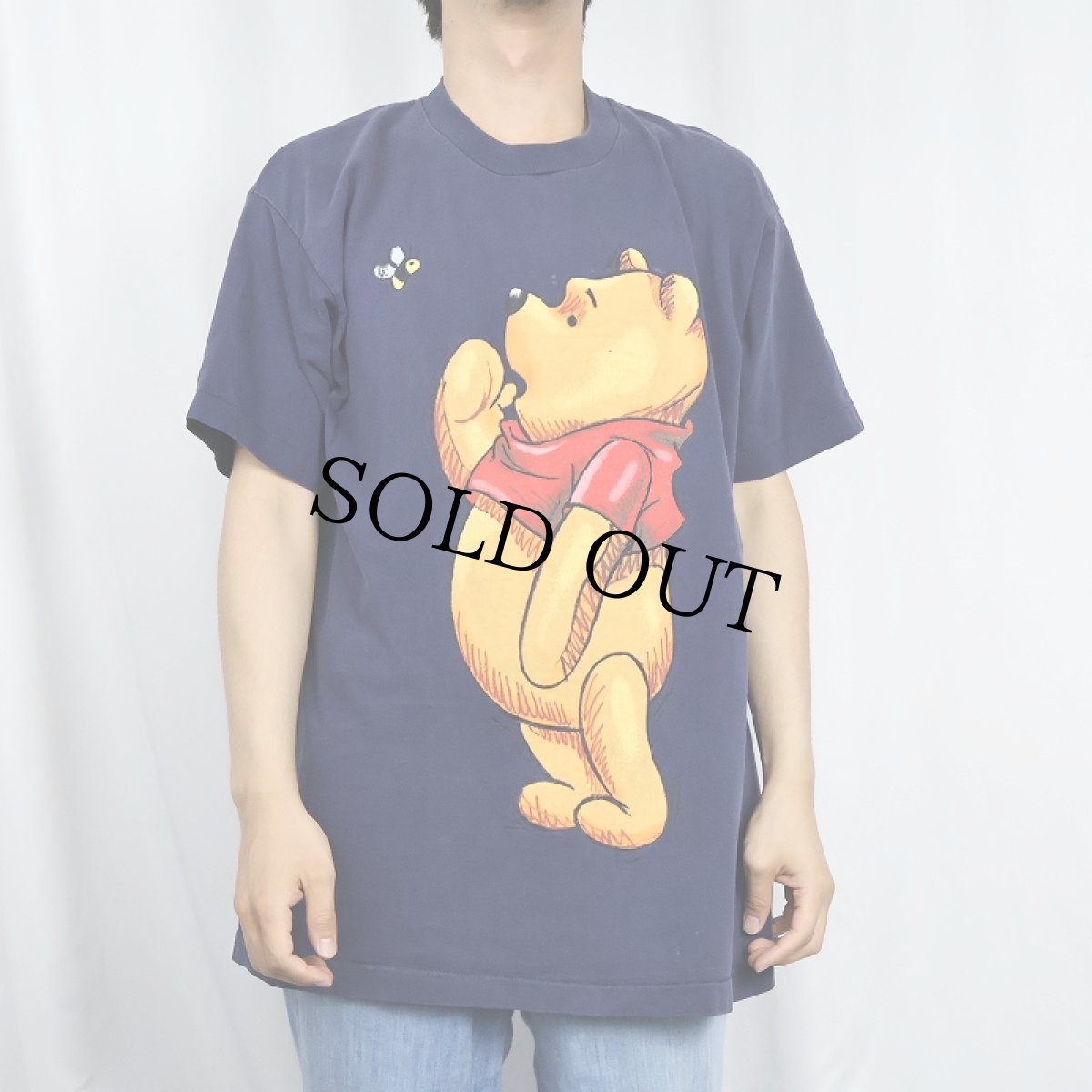 画像2: 90's Disney Pooh キャラクタープリントTシャツ NAVY (2)