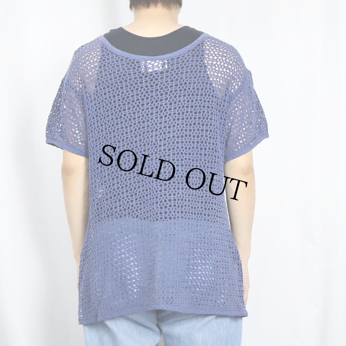 画像3: 90's〜 LAURA KIDD SUTIOS USA製 コットンメッシュTシャツ NAVY L (3)