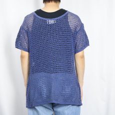 画像3: 90's〜 LAURA KIDD SUTIOS USA製 コットンメッシュTシャツ NAVY L (3)