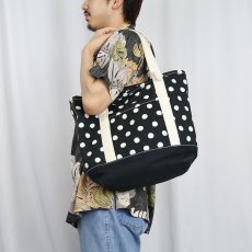 画像2: LANDS' END ドット柄 キャンバストートバッグ (2)