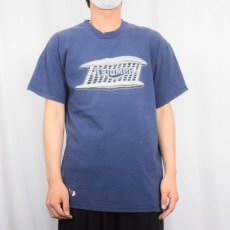 画像2: 2000's TRIUMPH モーターサイクル ロゴプリントTシャツ NAVY L (2)