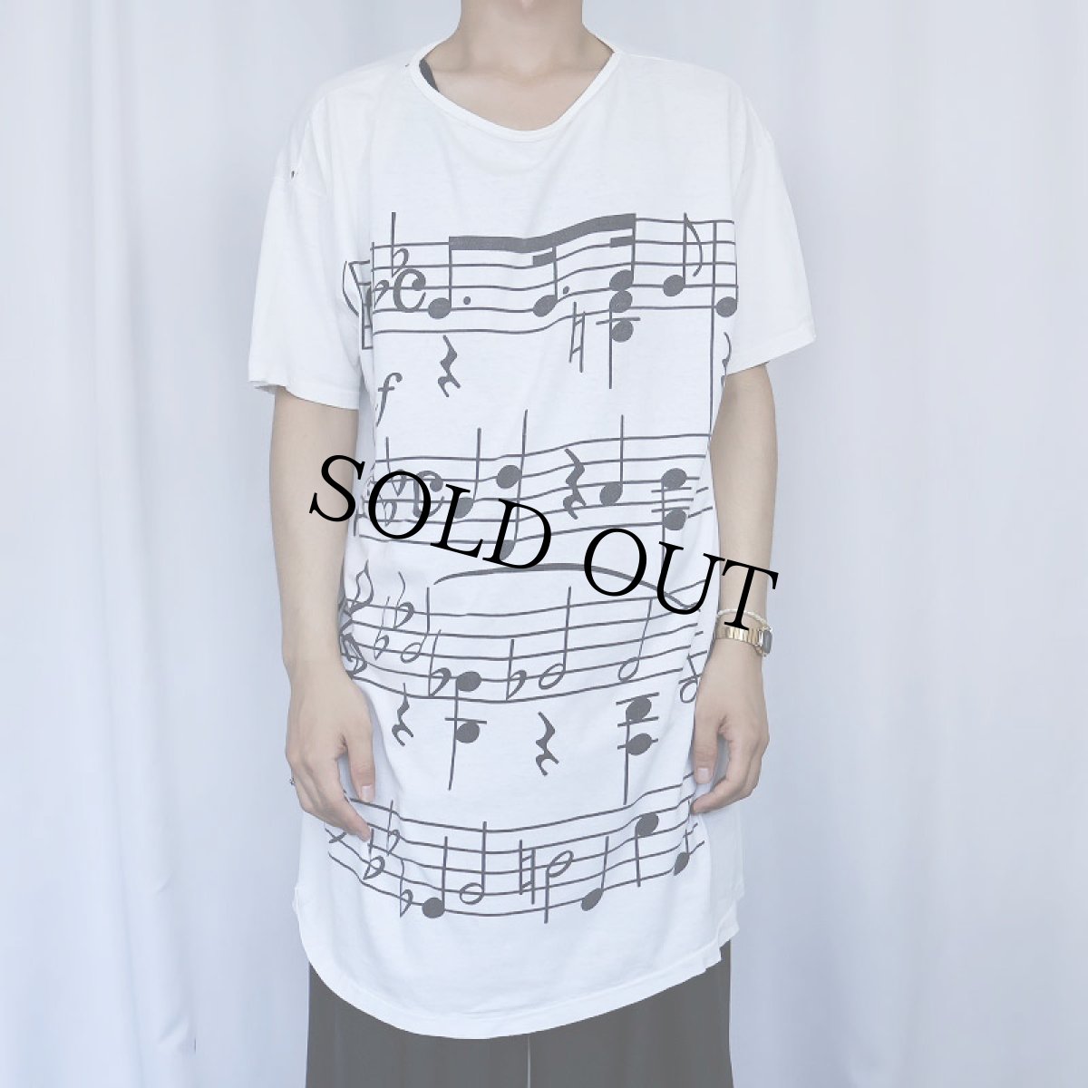 画像3: 90's MICHIGAN RAG CO. USA製 楽譜プリントロングTシャツ (3)