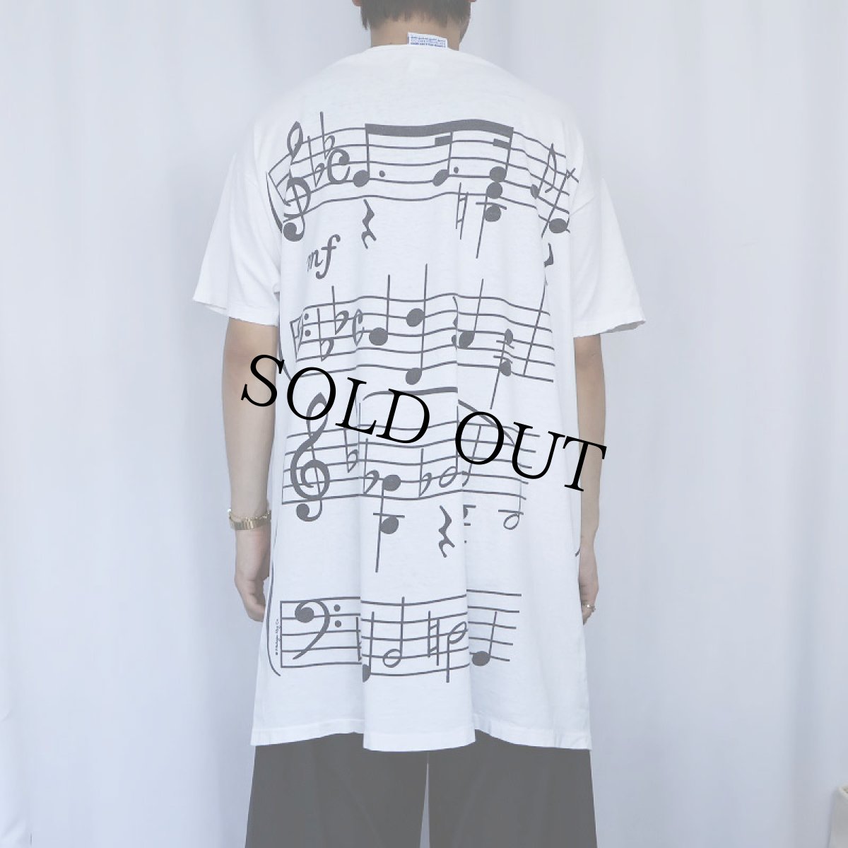 画像4: 90's MICHIGAN RAG CO. USA製 楽譜プリントロングTシャツ (4)