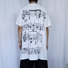 画像4: 90's MICHIGAN RAG CO. USA製 楽譜プリントロングTシャツ (4)