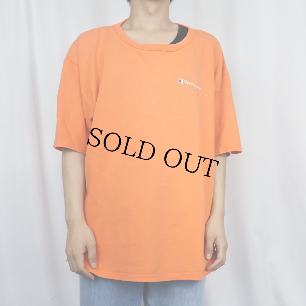 画像2: 80〜90's Champion USA製 青刺繍タグ 後期 ロゴプリントTシャツ XXL (2)