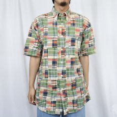 画像2: ORVIS インディアンマドラスチェック柄 パッチワークシャツ M (2)