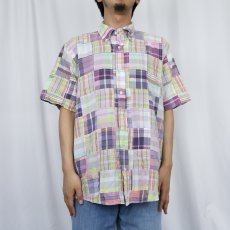 画像2: Brooks Brothers インディアンマドラスチェック柄 パッチワークシャツ L (2)