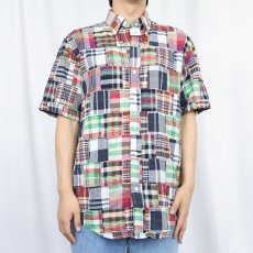 画像2: Brooks Brothers インディアンマドラスチェック柄 パッチワークシャツ M (2)
