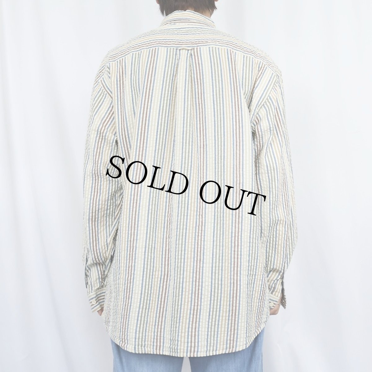 画像3: 90's〜 ORVIS ストライプ柄 シアサッカーシャツ L (3)