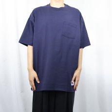 画像2: 90's RUSSELL ATHLETIC USA製 "HIGH COTTON" ポケットTシャツ NAVY XL (2)