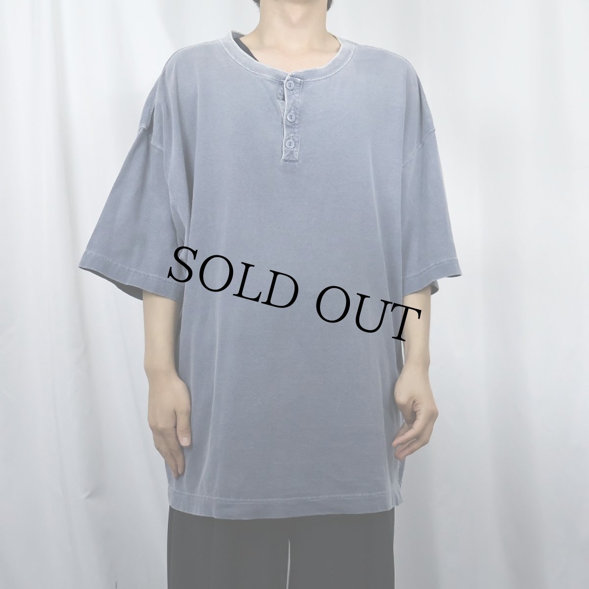 画像2: 2000's GAP ヘンリーネック フェードTシャツ XL (2)