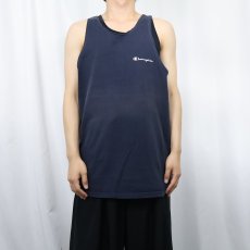 画像2: 80〜90's Champion USA製 青刺繍タグ 後期 ロゴプリントタンクトップ NAVY L (2)