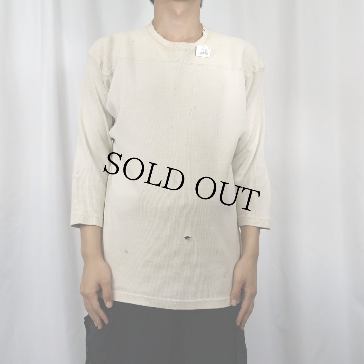 画像2: 40's エルボーパッチ付き コットンフットボールTシャツ (2)