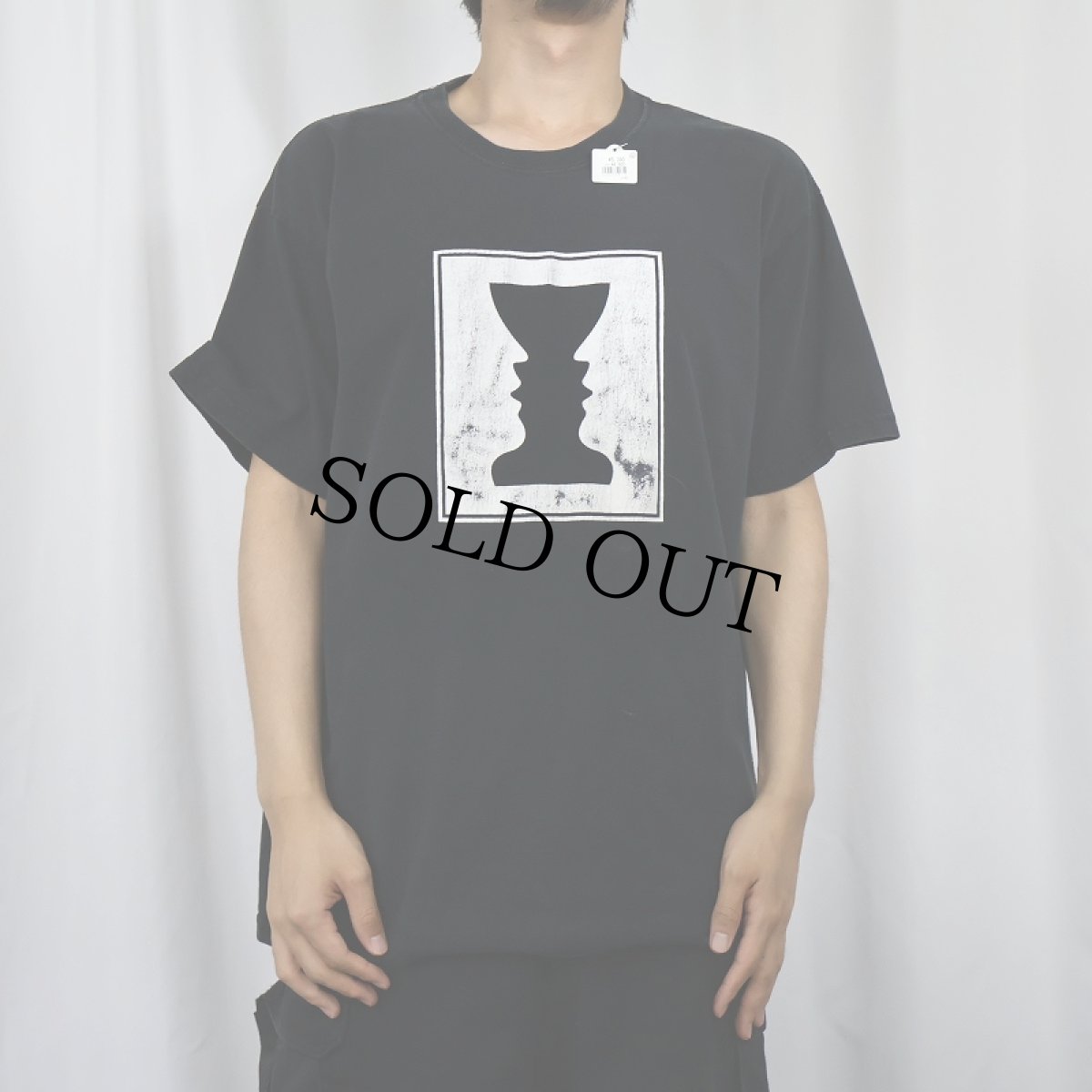 画像2: "Rubin's Vase" 騙し絵プリントTシャツ BLACK L (2)