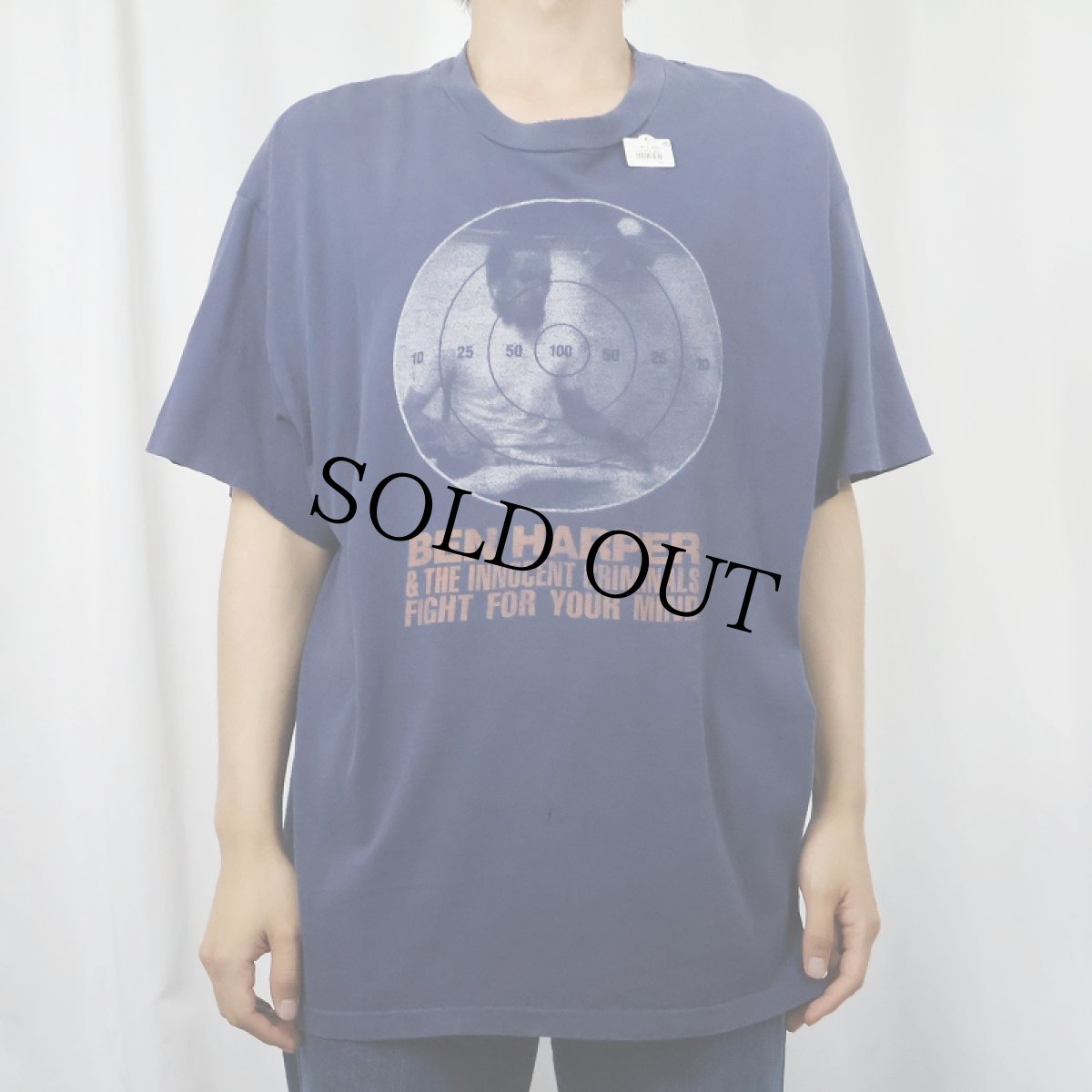 画像2: 90's BEN HARPER "FIGHT FOR YOURMIND" ミュージシャン プリントTシャツ NAVY XL (2)