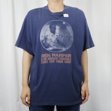 画像2: 90's BEN HARPER "FIGHT FOR YOURMIND" ミュージシャン プリントTシャツ NAVY XL (2)