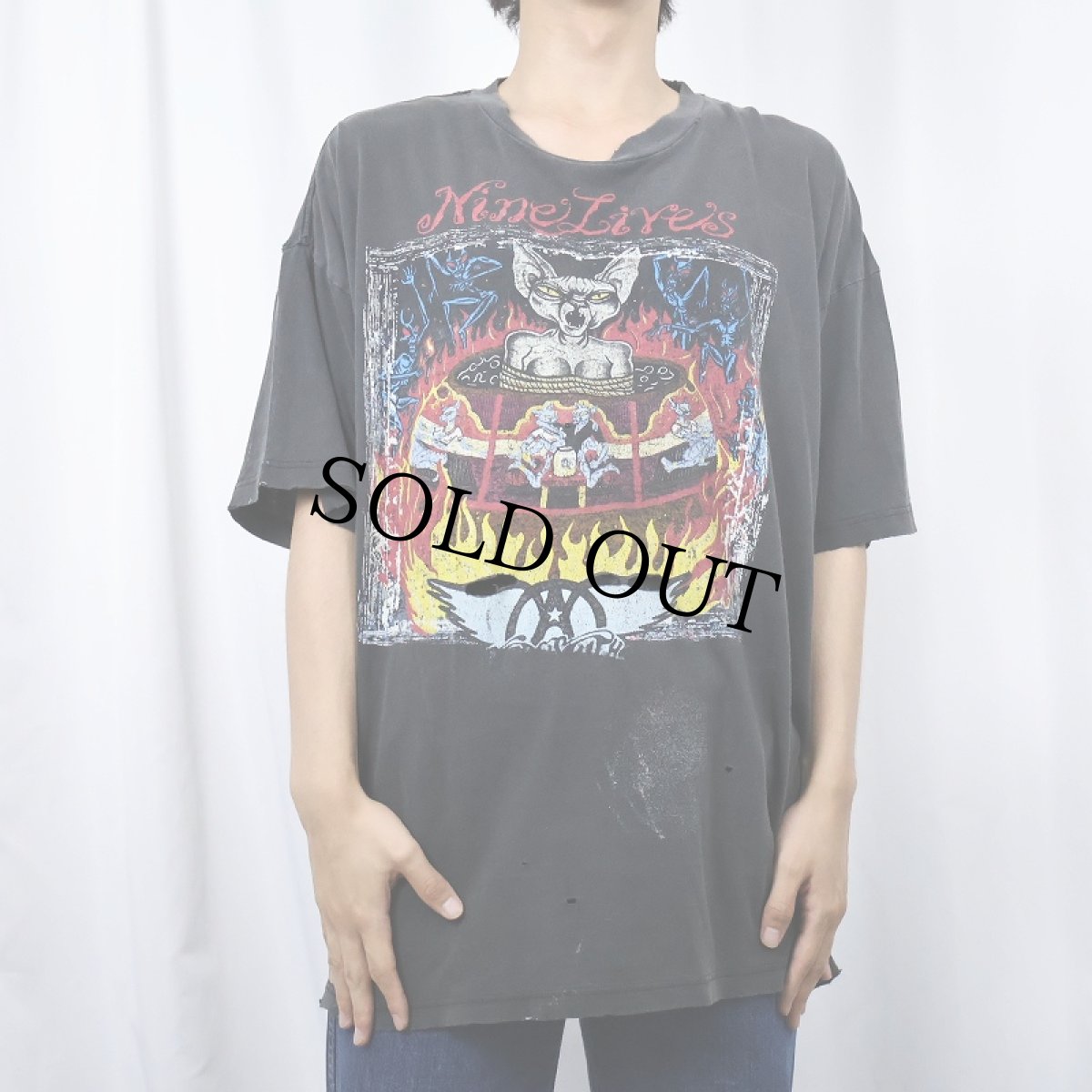 画像3: 90's AEROSMITH "Nine Lives Tour" ロックバンドツアープリントTシャツ BLACK XL (3)