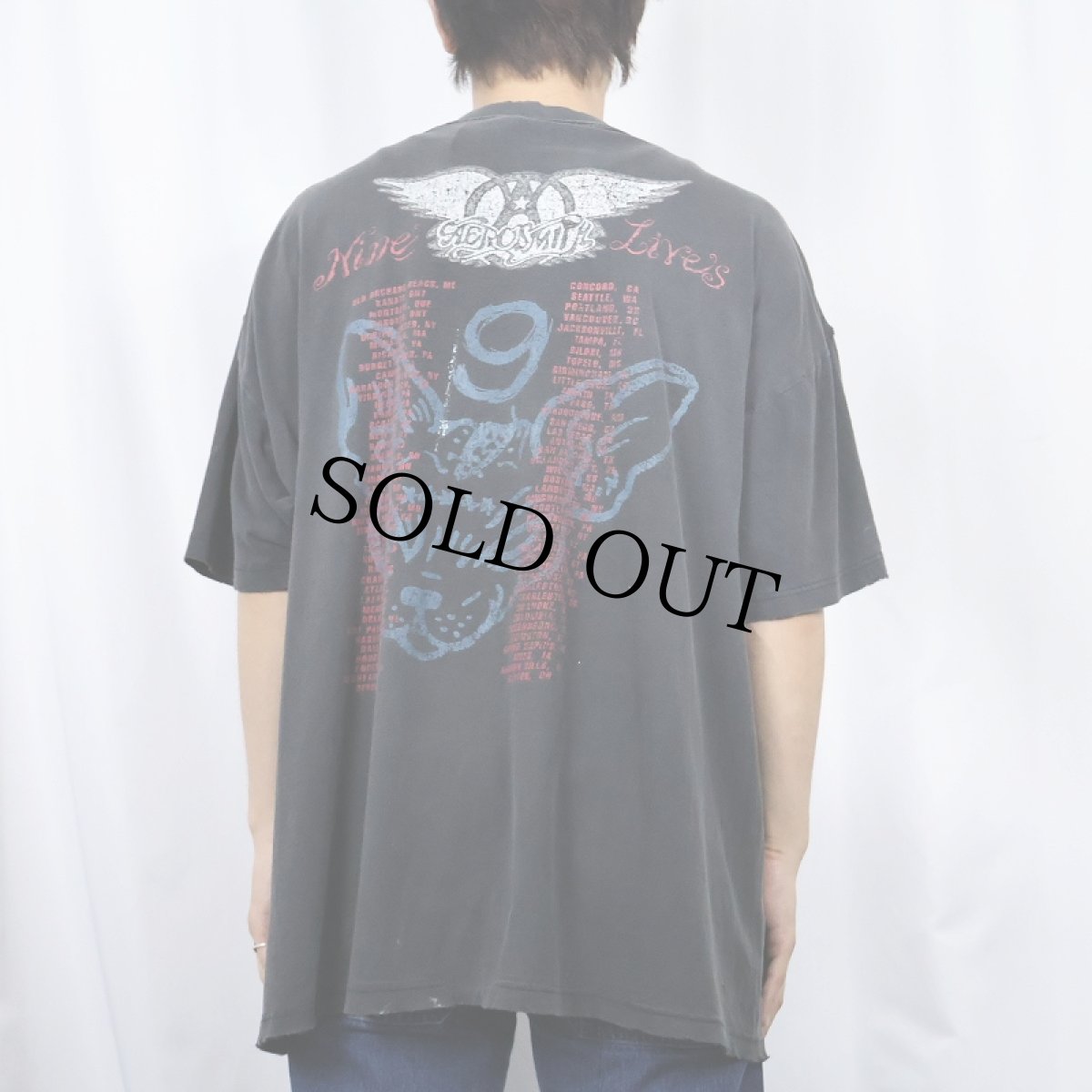 画像4: 90's AEROSMITH "Nine Lives Tour" ロックバンドツアープリントTシャツ BLACK XL (4)