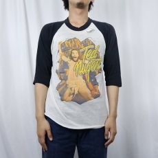 画像3: 80's Ted Nugent USA製 "World Wildlife" ギタリスト ツアープリント ラグランTシャツ L (3)