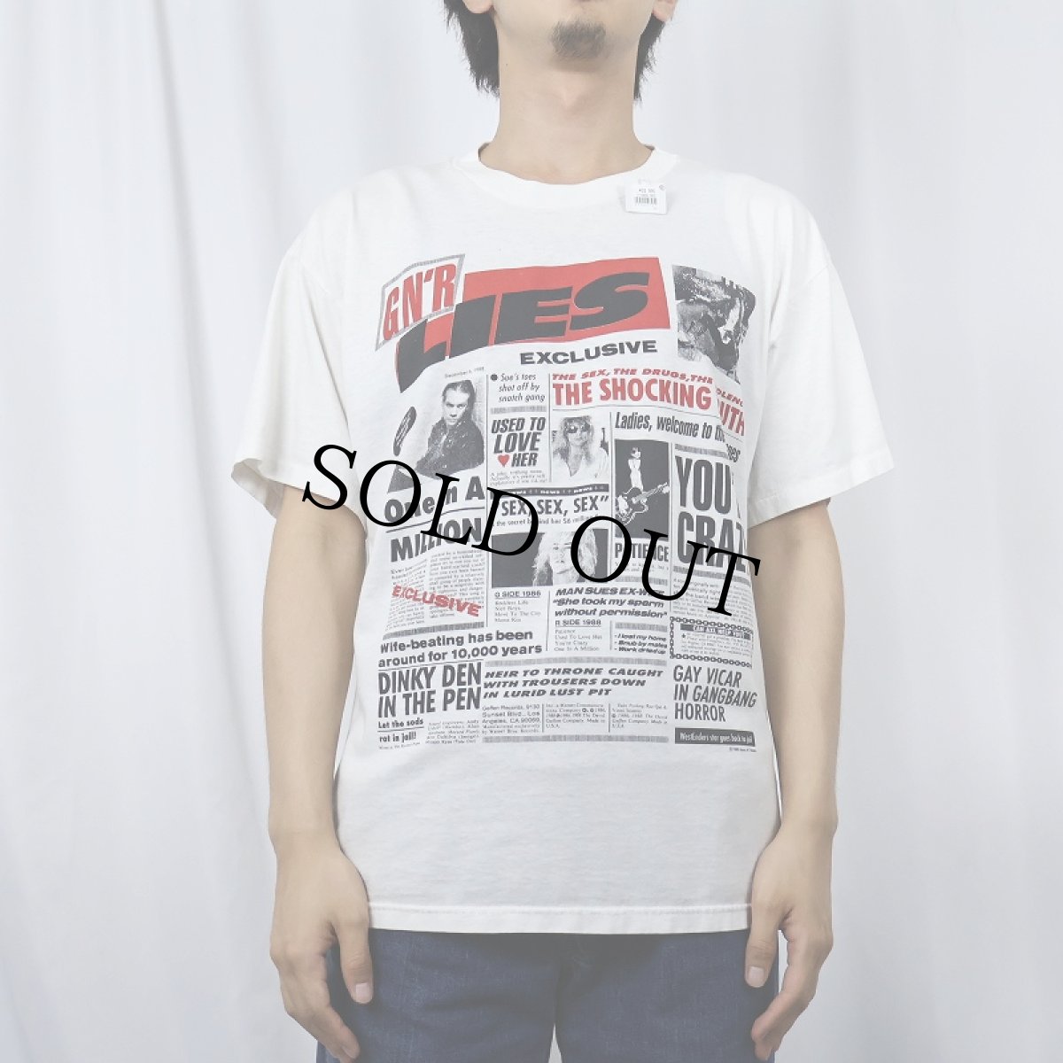 画像3: 80's GUNS N' ROSES "GN'R LIES" ロックバンド スタジオアルバム プリントTシャツ L (3)