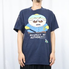 画像2: 90's SOUTH PARK "RESPECT MY AUTHORITY!" キャラクタープリントTシャツ NAVY L (2)