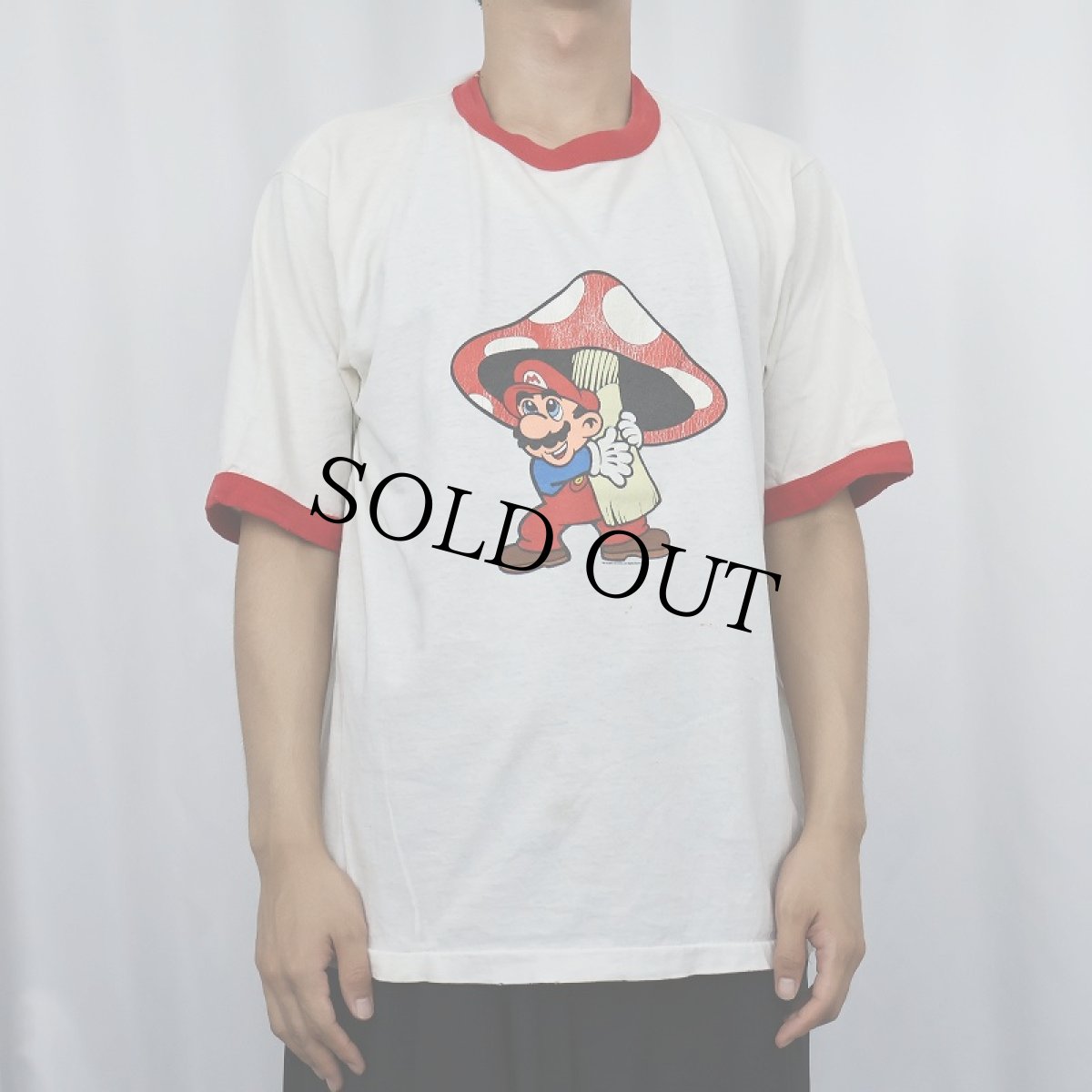 画像3: 2000's Nintendo SUPER MAEIO USA製 ゲームキャラクター プリントリンガーTシャツ L (3)