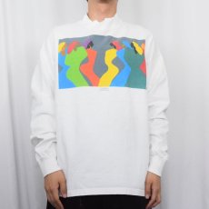 画像2: 90's Synthia Saint James USA製 "TCHOKOLA" モックネック アートプリントロンT XL (2)