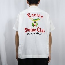 画像4: 60's Mr.Mort's USA製 "Encino Shrine Club" チェーン刺繍 レーヨンボーリングシャツ L (4)
