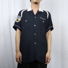 画像3: 50〜60's The Swingster "TANNER LUMBER CO." チェーン刺繍 レーヨンボーリングシャツ BLACK (3)