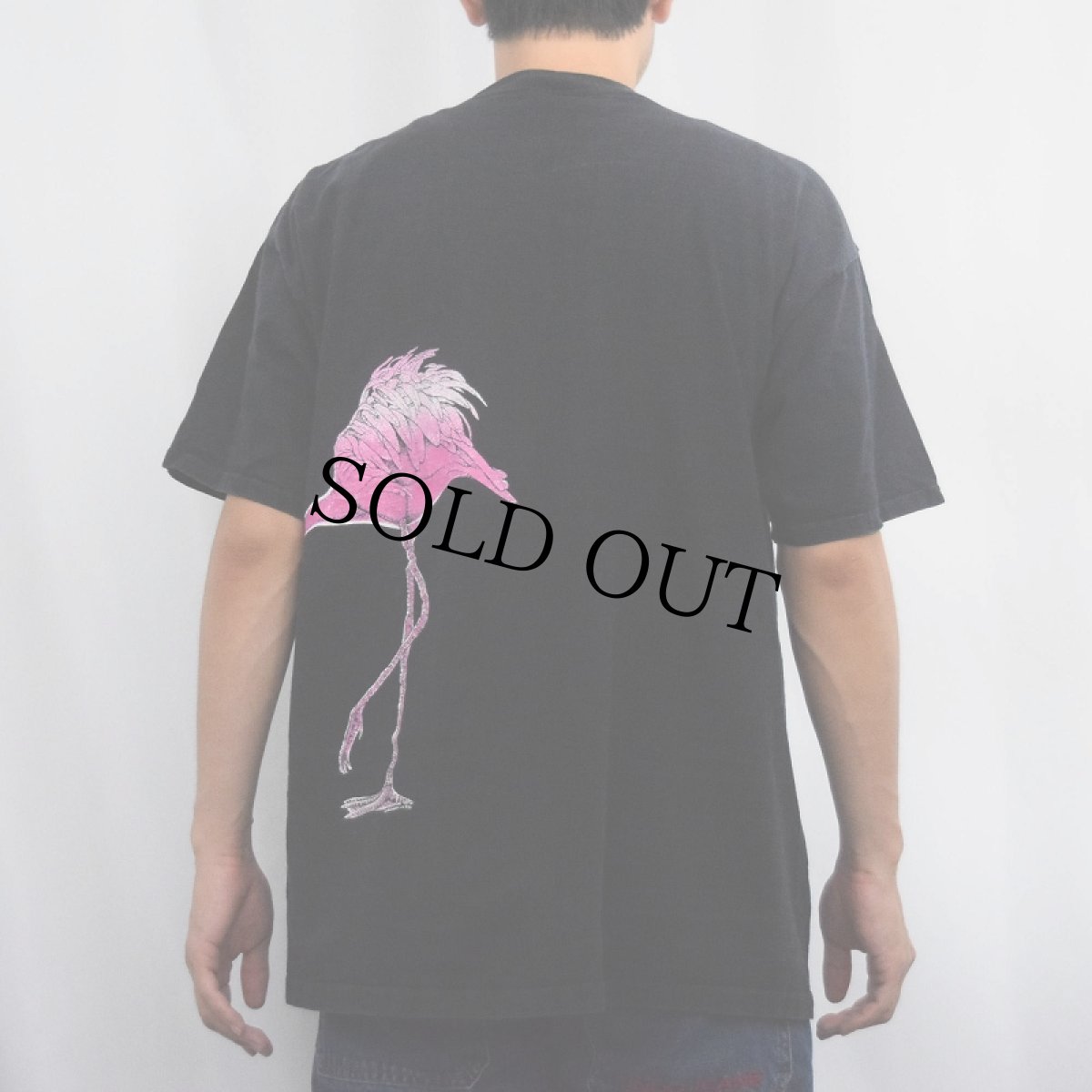 画像4: 80's HARLEQUIN USA製 フラミンゴ 巻きプリントTシャツ BLACK XL (4)