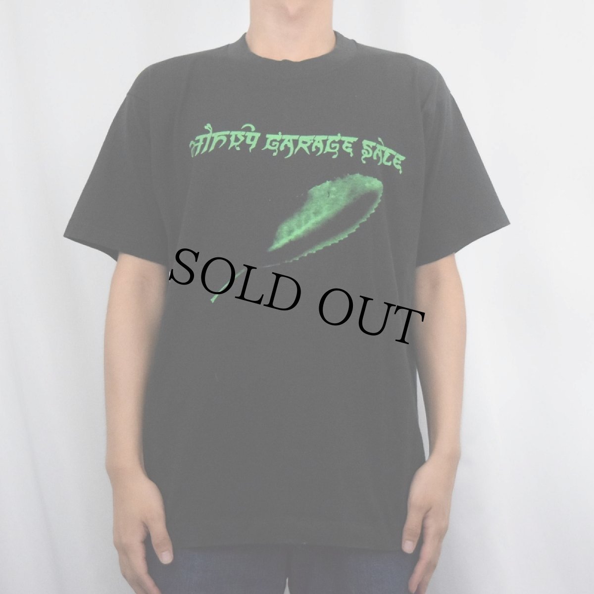 画像2: 【SALE】 90's USA製 変形文字 ガンジャプリントTシャツ BLACK L (2)