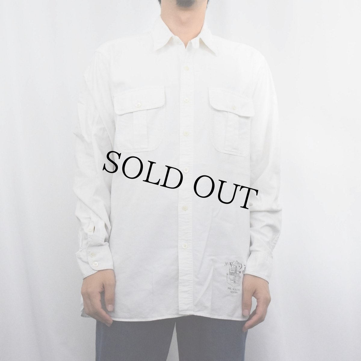 画像2: 90〜2000's POLO Ralph Lauren チンスト/マチ付き コットンシャツ M (2)