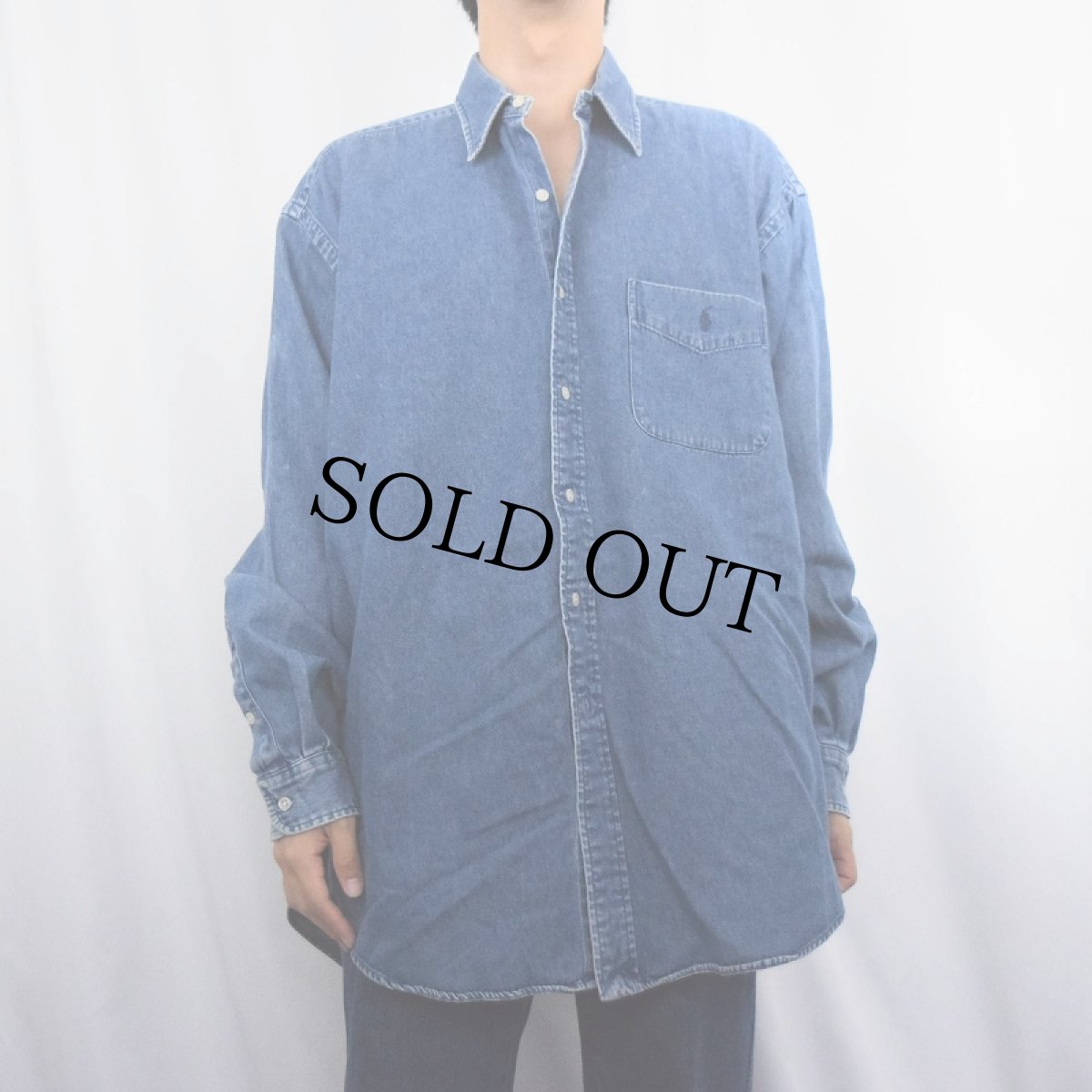 画像2: 90〜2000's Ralph Lauren "BIG SHIRT" デニムボタンダウンシャツ L (2)