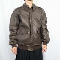 画像2: 80's〜 L.L.Bean "A-2 TYPE" フライトレザージャケット BROWN M (2)