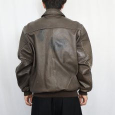 画像3: 80's〜 L.L.Bean "A-2 TYPE" フライトレザージャケット BROWN M (3)