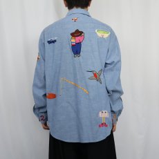 画像6: 70's Sears PERMA PREST "Embroidery" シャンブレーシャツ L TALL (6)