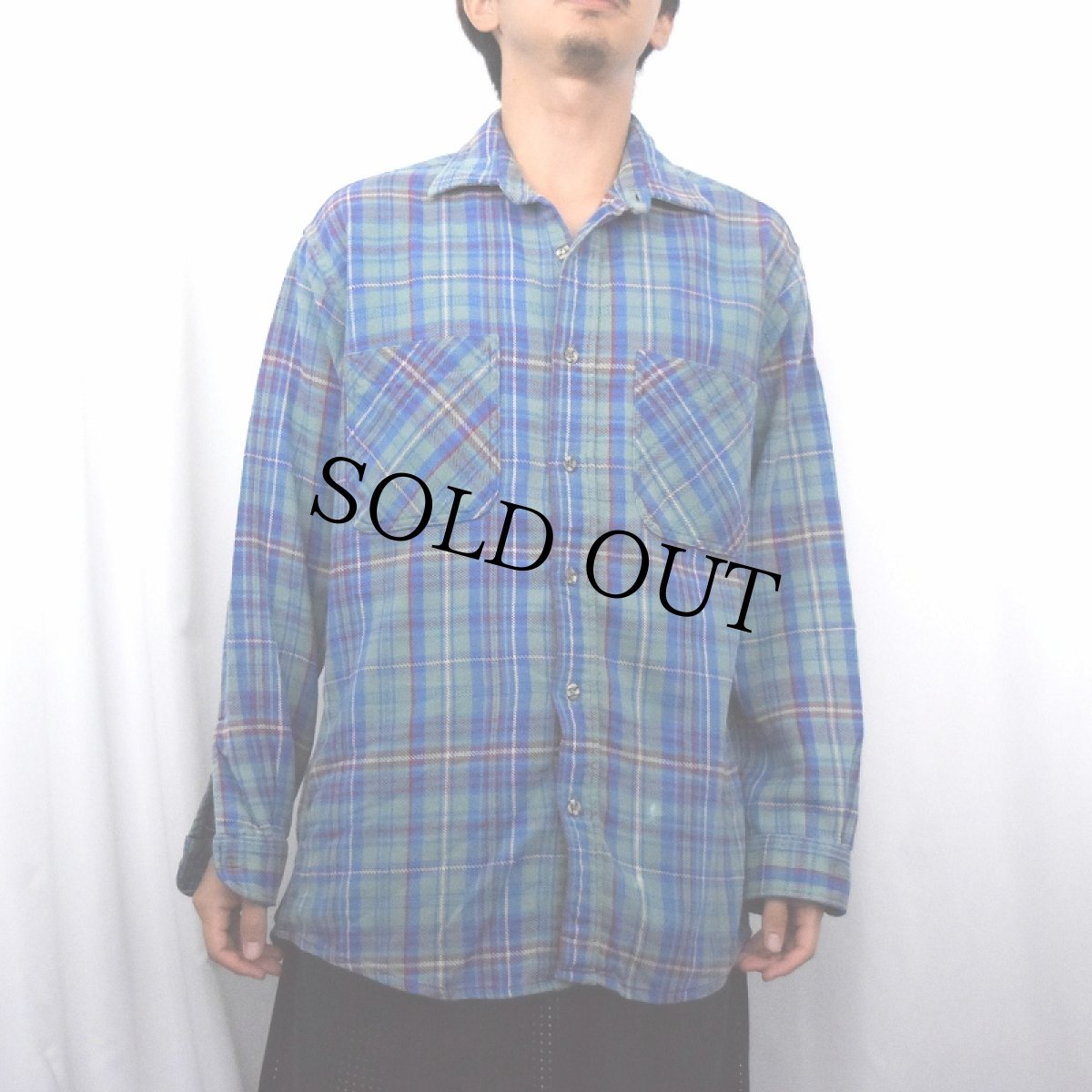 画像2: 80's ST JOHN'S BAY "BIG MAC FLANNEL" チェック柄 ヘビーネルシャツ L (2)