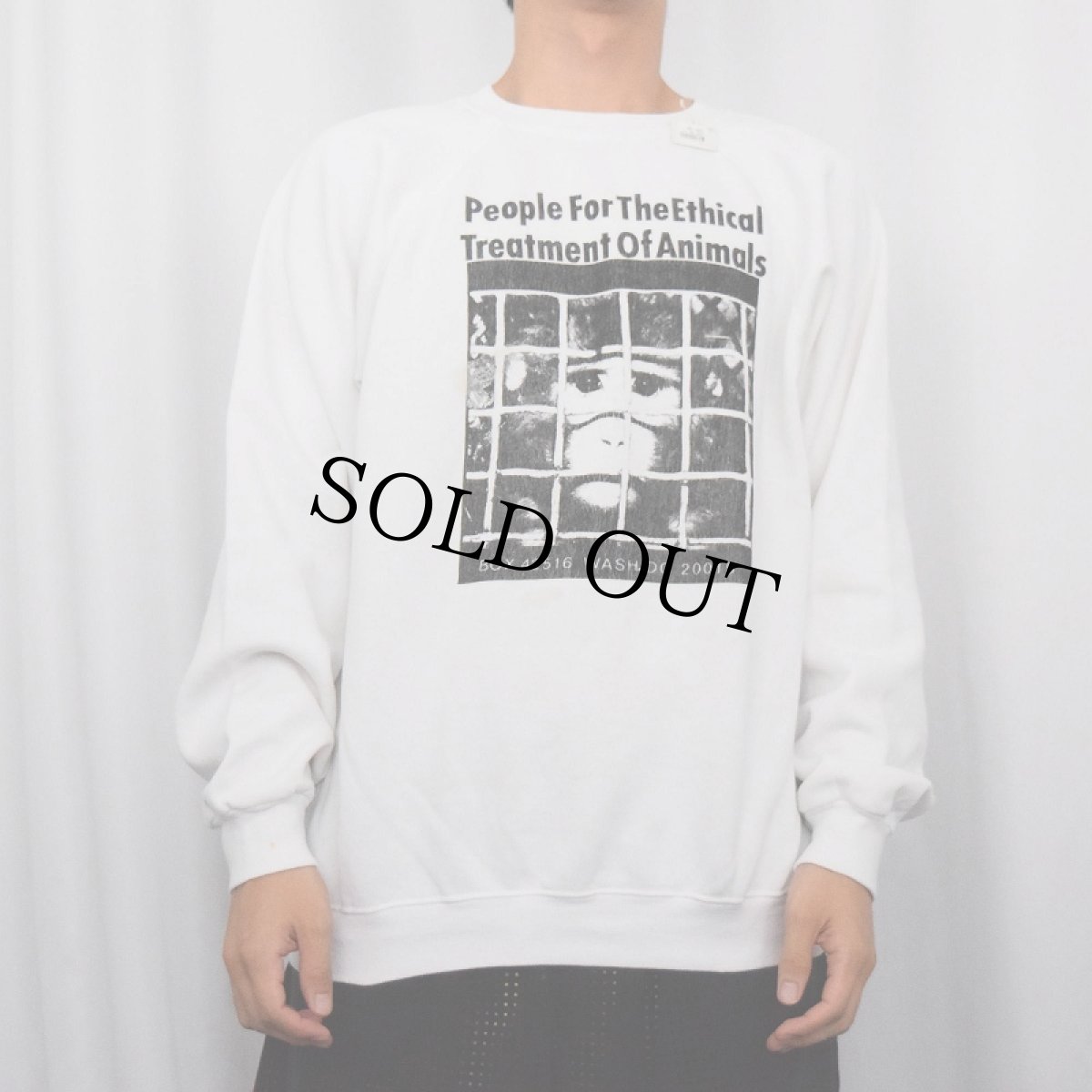 画像2: 80's PETA USA製 動物愛護団体 プリントスウェット XL (2)