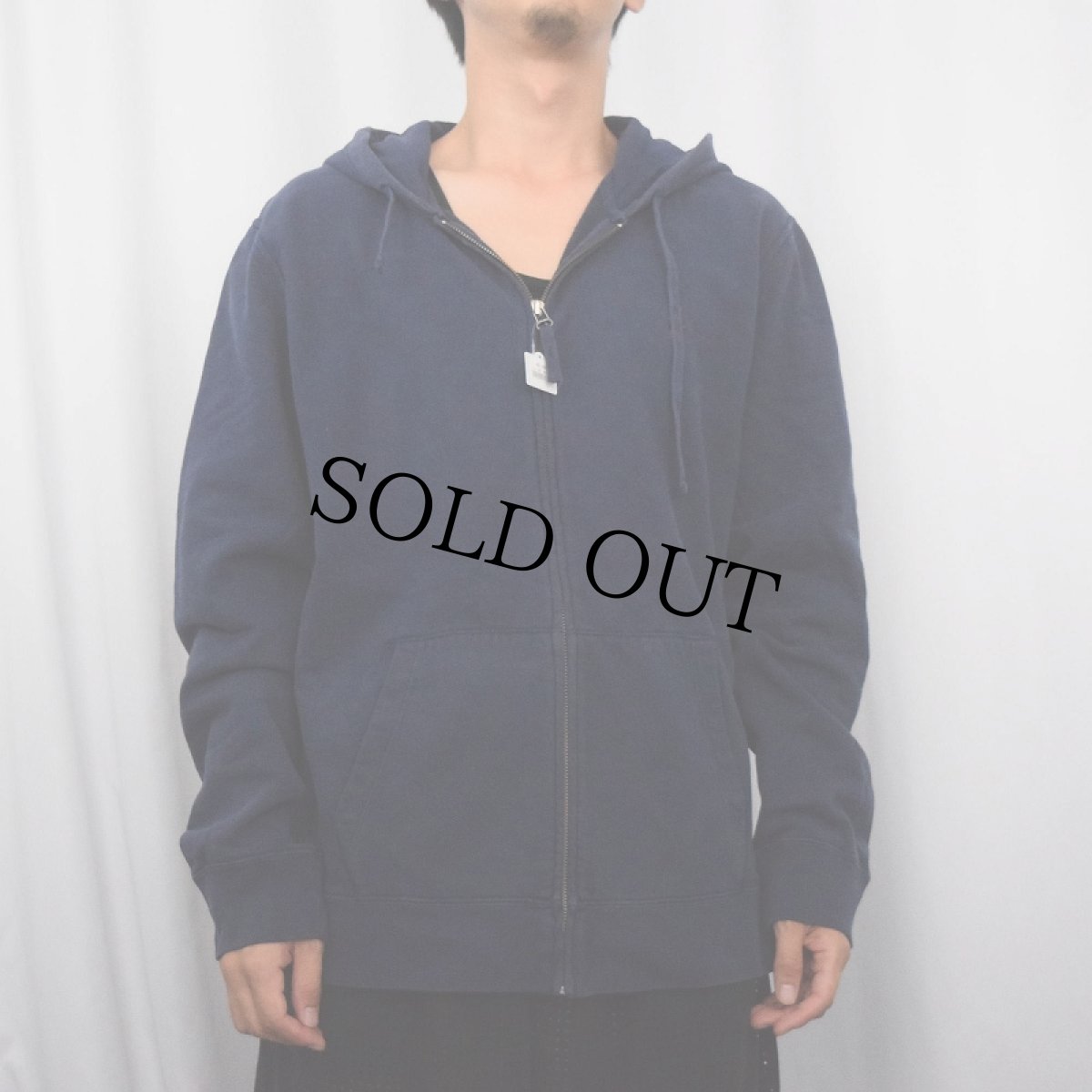 画像2: POLO Ralph Lauren REVERSE WEVAE TYPE ロゴ刺繍 スウェットジップパーカー NAVY L (2)