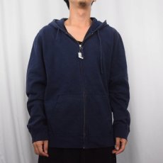 画像2: POLO Ralph Lauren REVERSE WEVAE TYPE ロゴ刺繍 スウェットジップパーカー NAVY L (2)