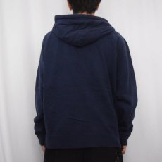 画像3: POLO Ralph Lauren REVERSE WEVAE TYPE ロゴ刺繍 スウェットジップパーカー NAVY L (3)