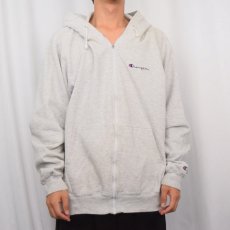 画像2: 80〜90's Champion USA製 青刺繍タグ 後期 ロゴ刺繍 スウェットジップパーカー XL (2)
