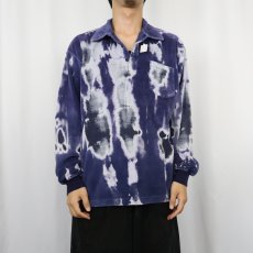 画像3: 80's CAMPUS USA製 "velour" ブリーチ加工 ベロアポロシャツ NAVY XL (3)