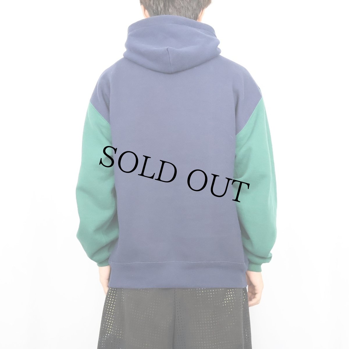 画像3: 90's RUSSELL ATHLETIC USA製 切り替えデザイン スウェットフーディ NAVY L (3)