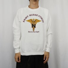 画像2: 90's FRUIT OF THE LOOM USA製 "ARMY NURSE CORPS" プリントラグランスウェット L (2)
