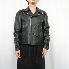 画像2: 70's Exelled USA製 キルティングライナー ダブルライダースジャケット BLACK SIZE40 (2)