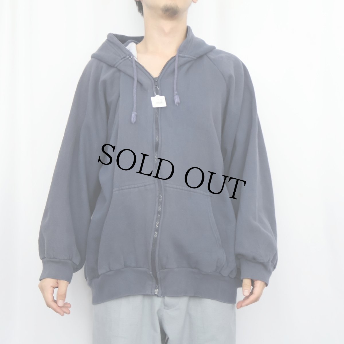 画像2: Bay Trading 裏サーマル ラグランスウェットジップパーカー NAVY LT (2)