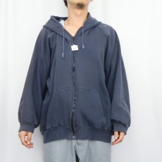 画像2: Bay Trading 裏サーマル ラグランスウェットジップパーカー NAVY LT (2)